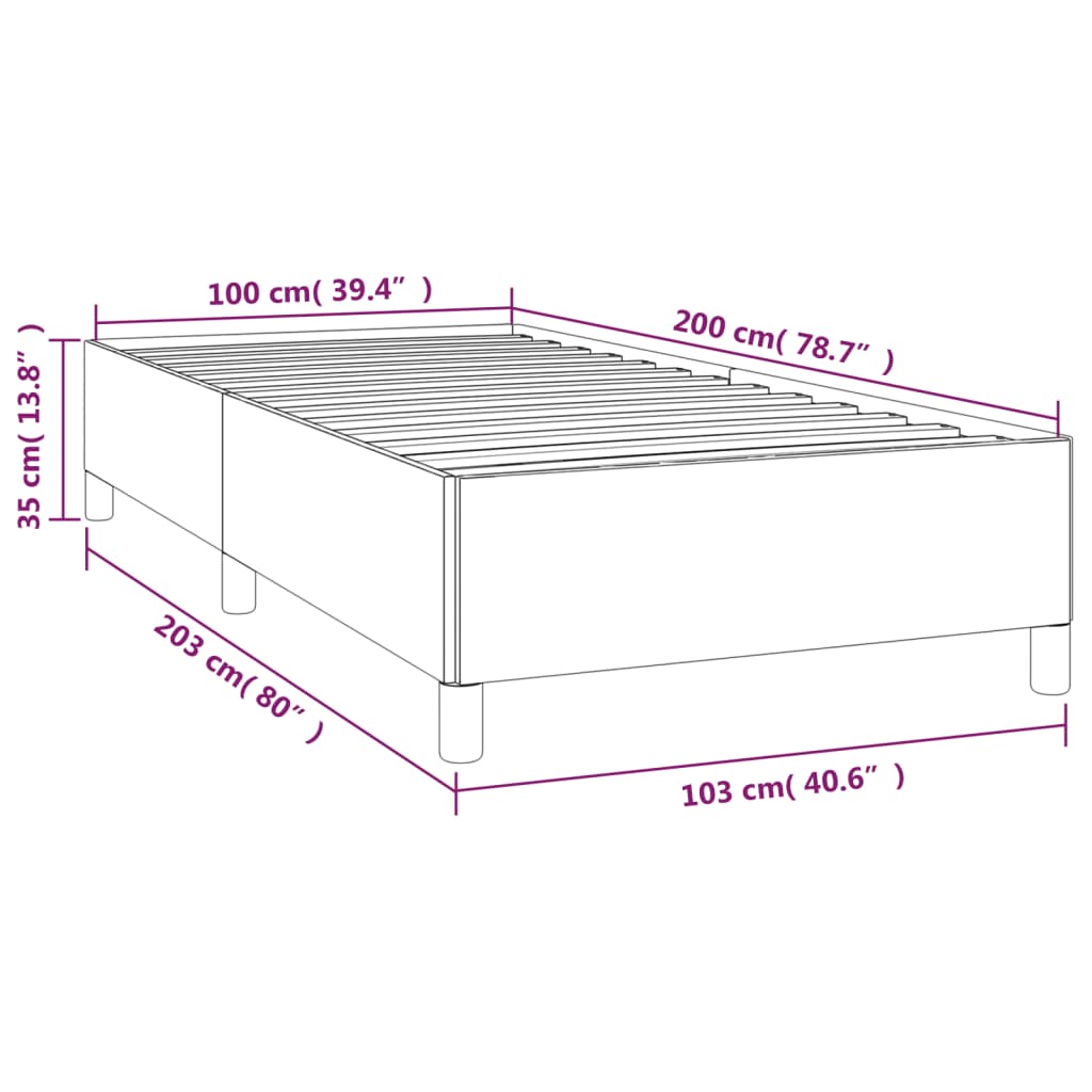 vidaXL voodiraam, must, 100x200 cm, kunstnahk