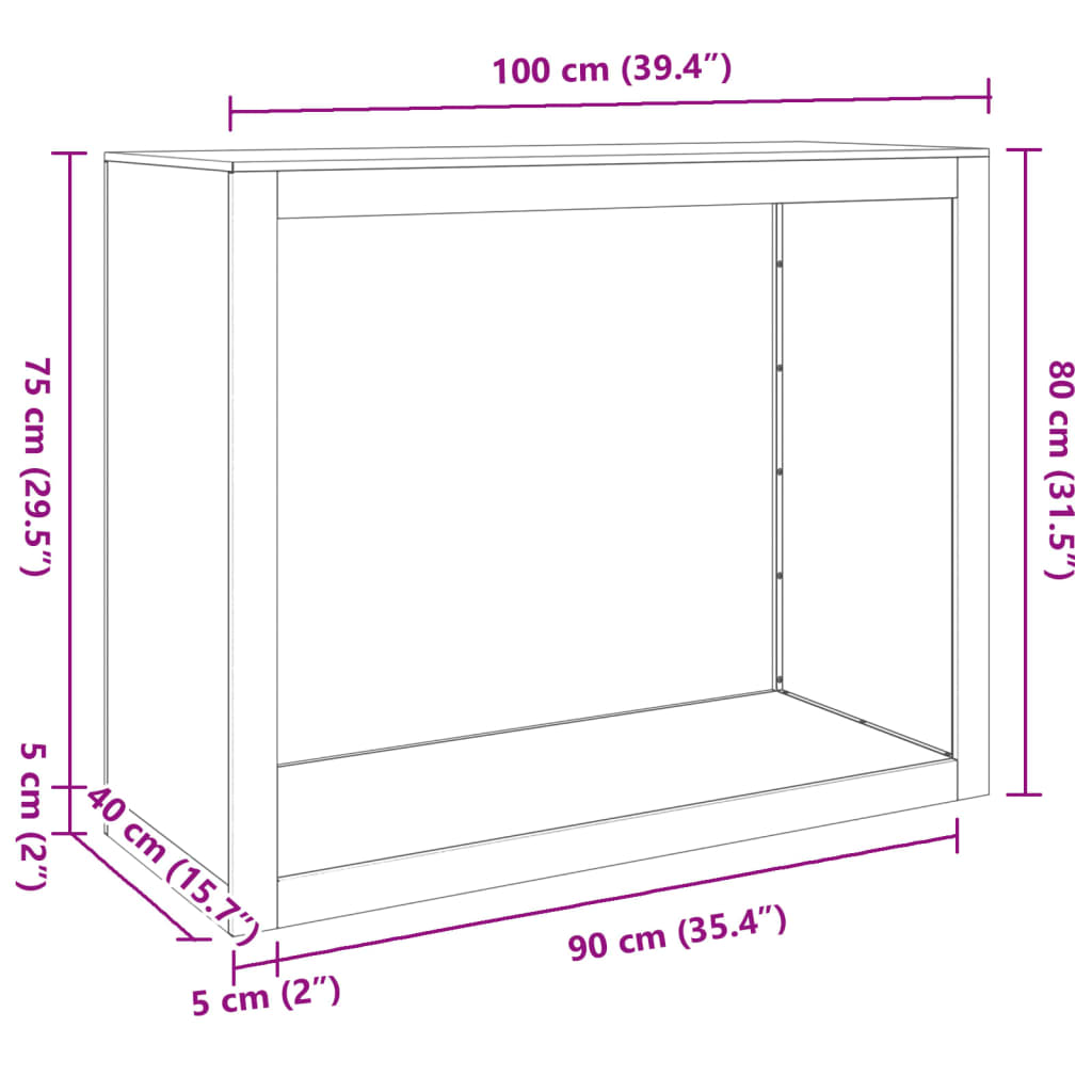 vidaXL küttepuude rest, roheline, 100x40x80 cm, teras