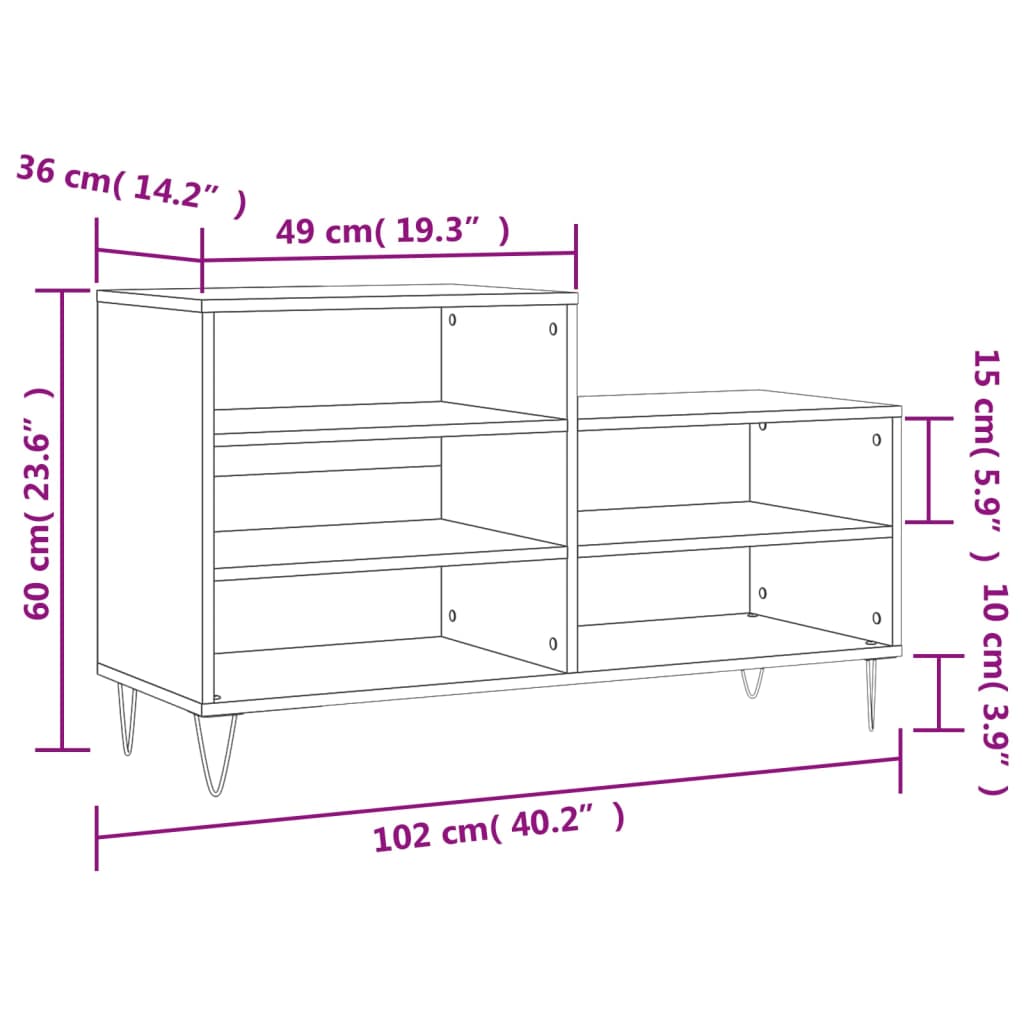 vidaXL kingakapp, betoonhall, 102 x 36 x 60 cm, tehispuit