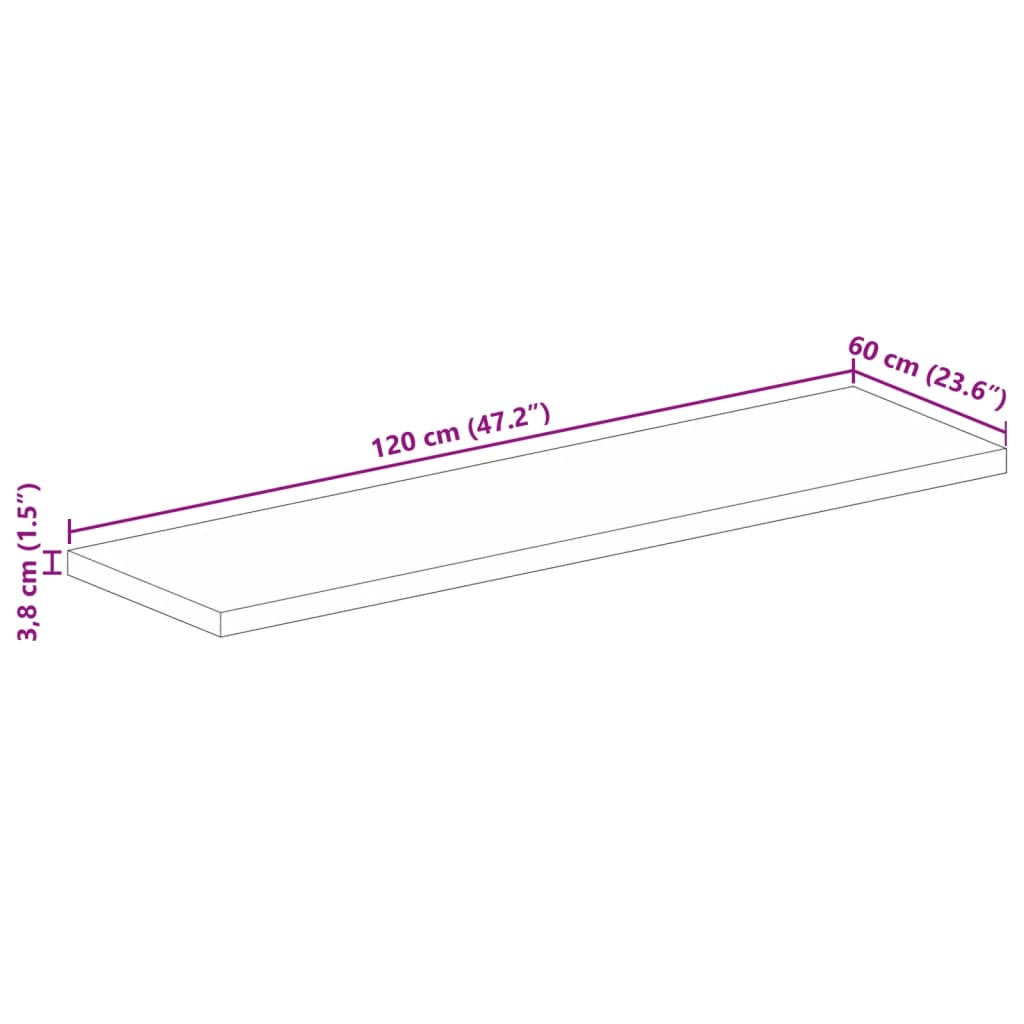 vidaXL lauaplaat, 120x60x3,8 cm, ristkülikukujuline, taastatud puit