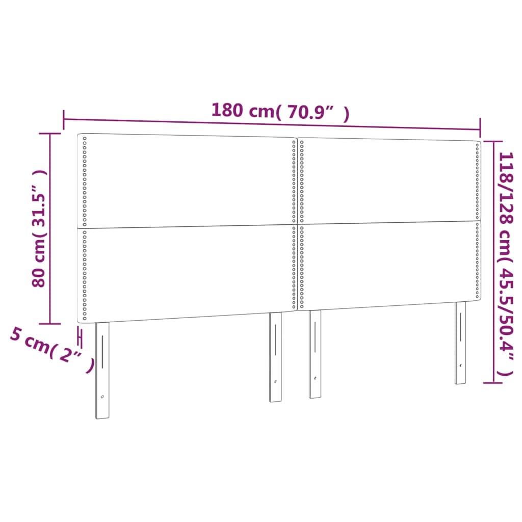 vidaXL voodipeatsid 4 tk, hall, 90x5x78/88 cm, kunstnahk