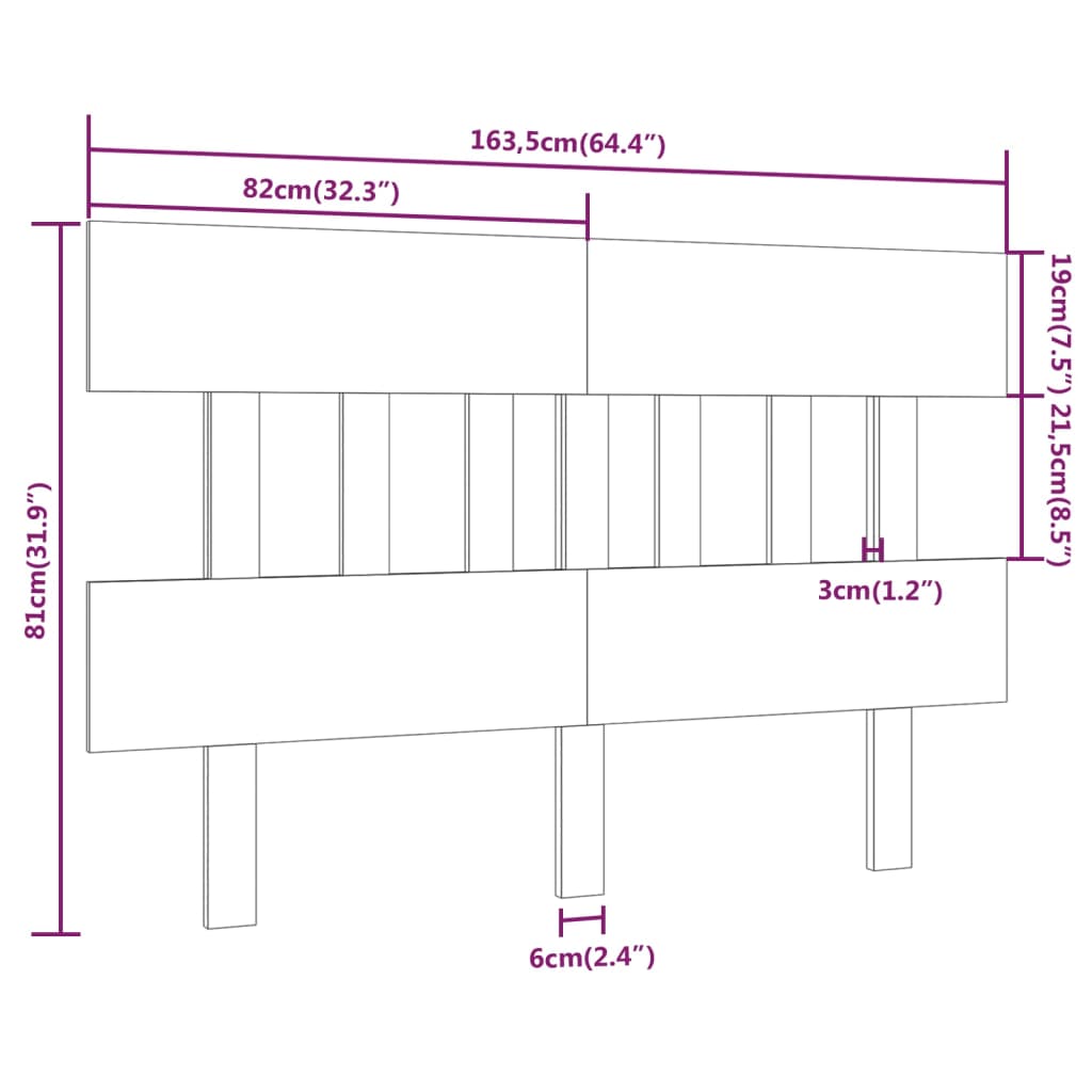 vidaXL voodipeats, nust, 163,5x3x81 cm, männipuit