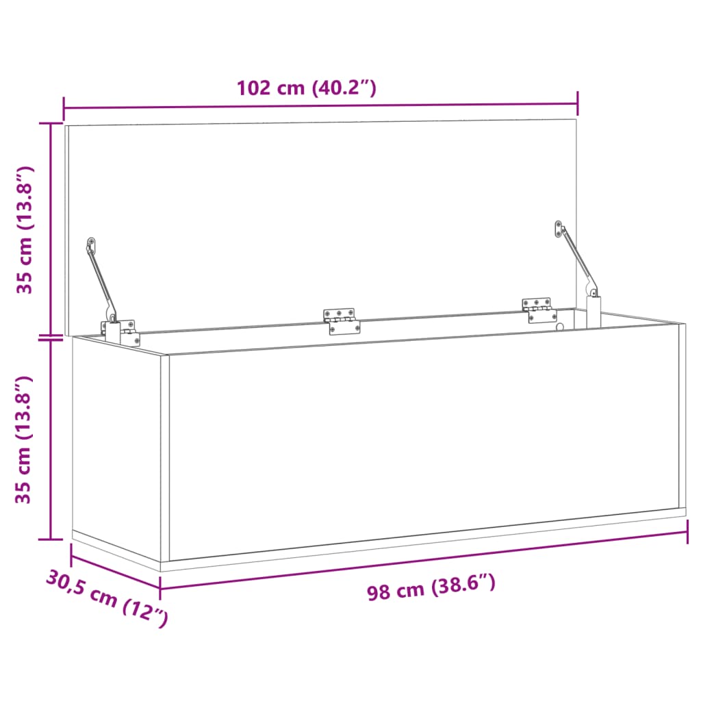 vidaXL hoiukast, suitsutatud tamm, 102 x 35 x 35 cm, tehispuit