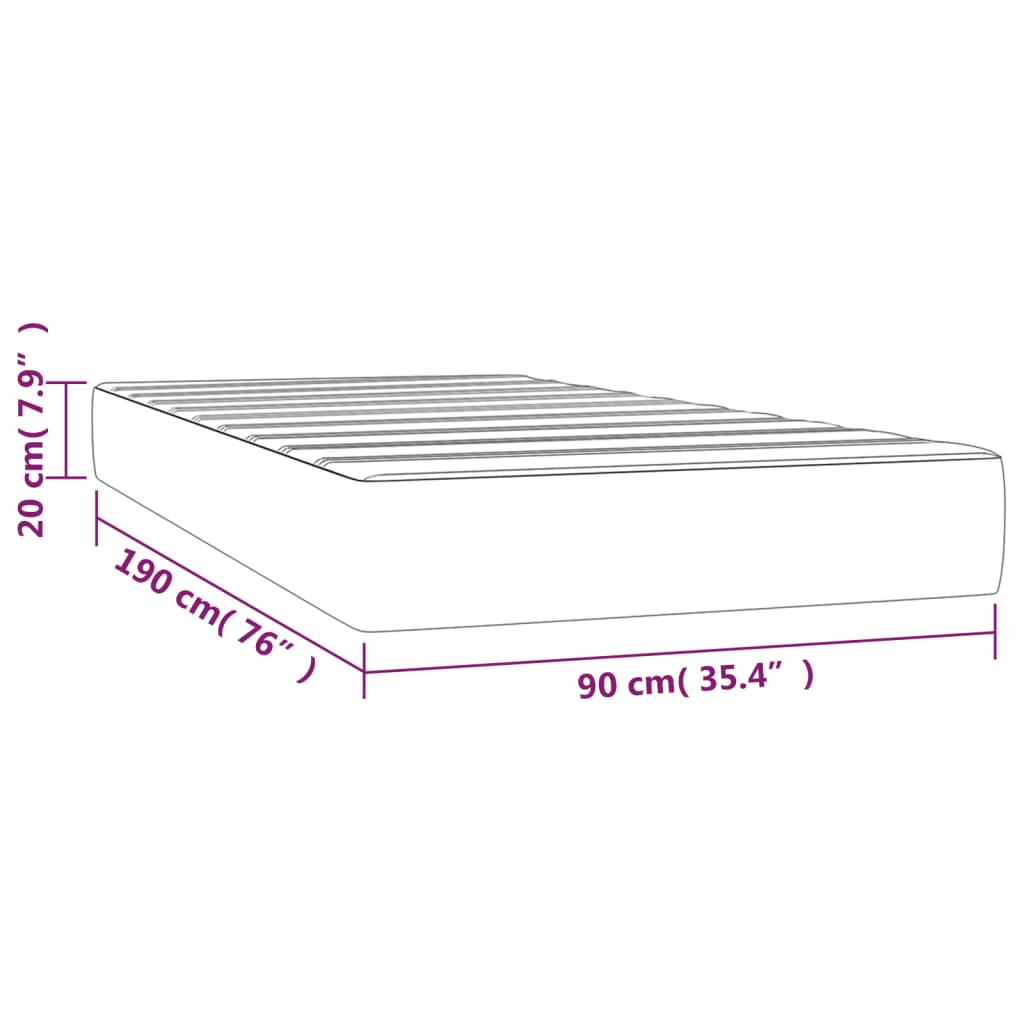 vidaXL vedrumadrats, roosa, 90x190x20 cm, samet