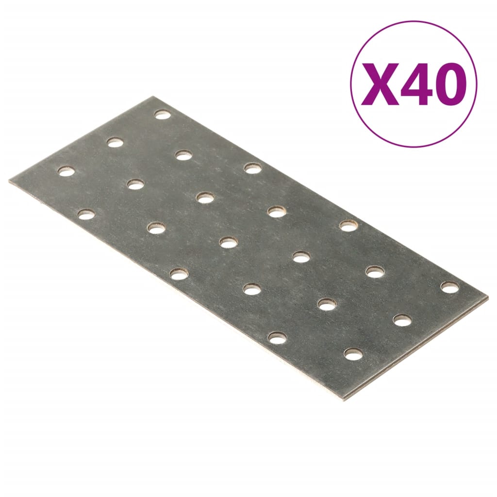 vidaXL naelutusplaadid 40 tk, 2 mm, 140x60 mm, tsingitud teras