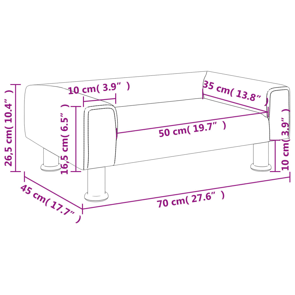 vidaXL lastediivan, pruun, 70x45x26,5 cm, samet