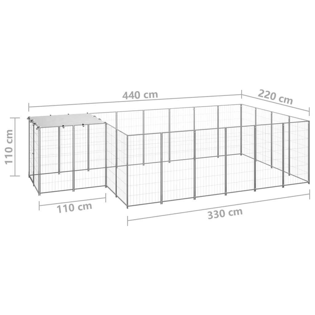 vidaXL koeraaedik, hõbedane, 8,47 m², teras