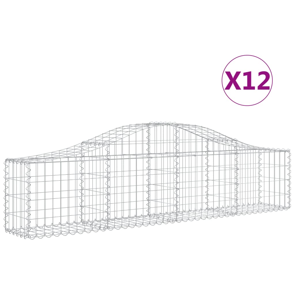 vidaXL kaarekujulised gabioonkorvid 12 tk, 200x30x40/60 cm, raud