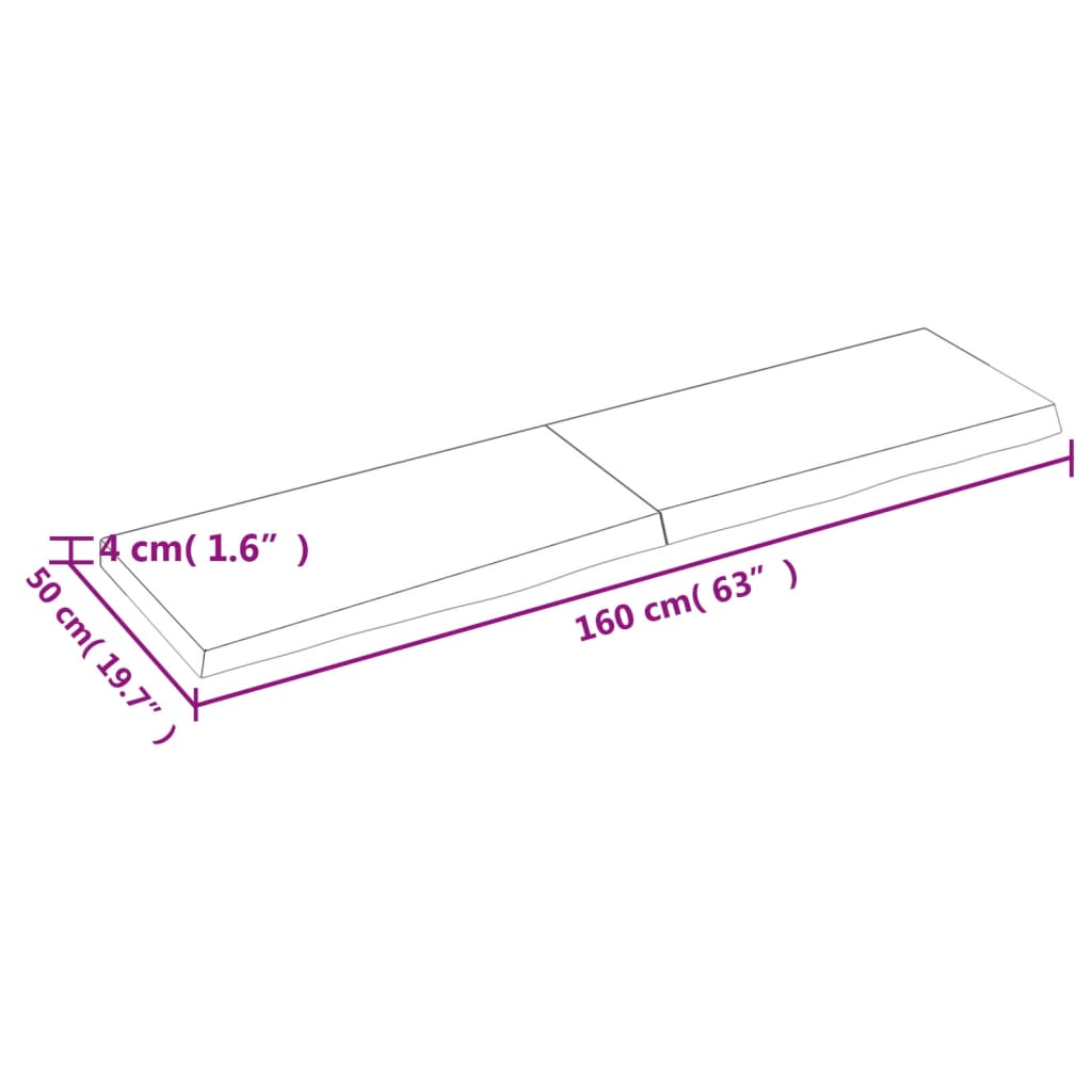 vidaXL seinariiul, helepruun, 160 x 50 x (2-4) cm, töödeldud tammepuit