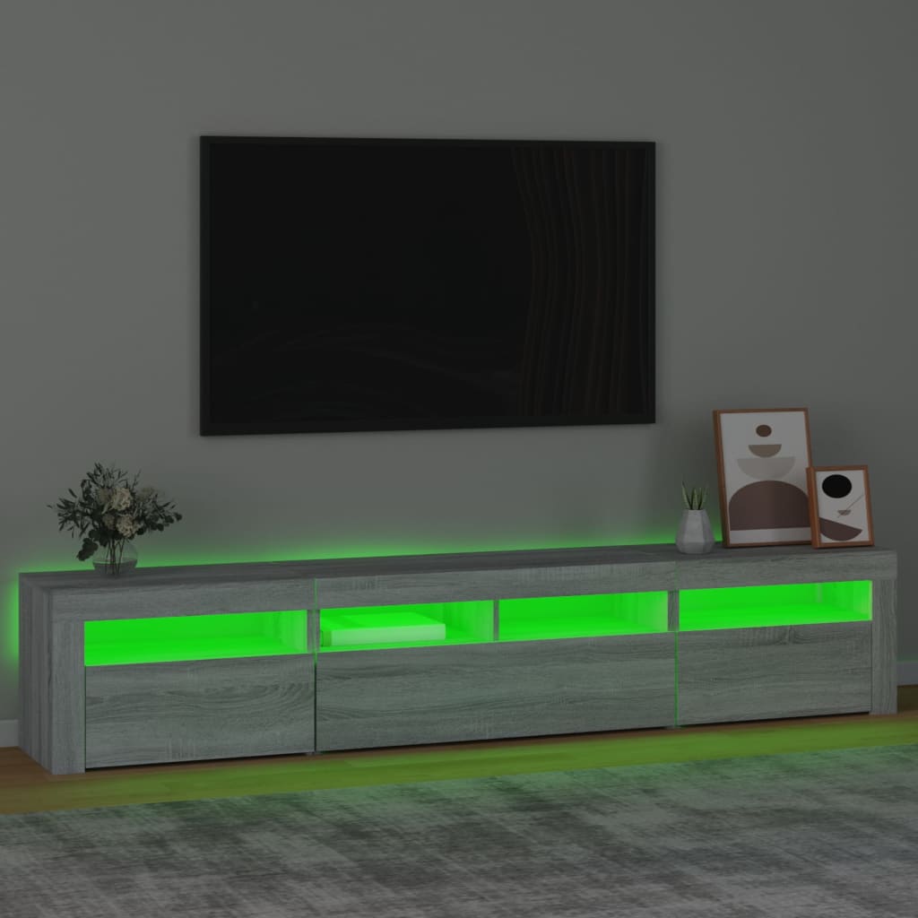 vidaXL telerialus LED-tuledega, hall Sonoma tamm, 210x35x40 cm