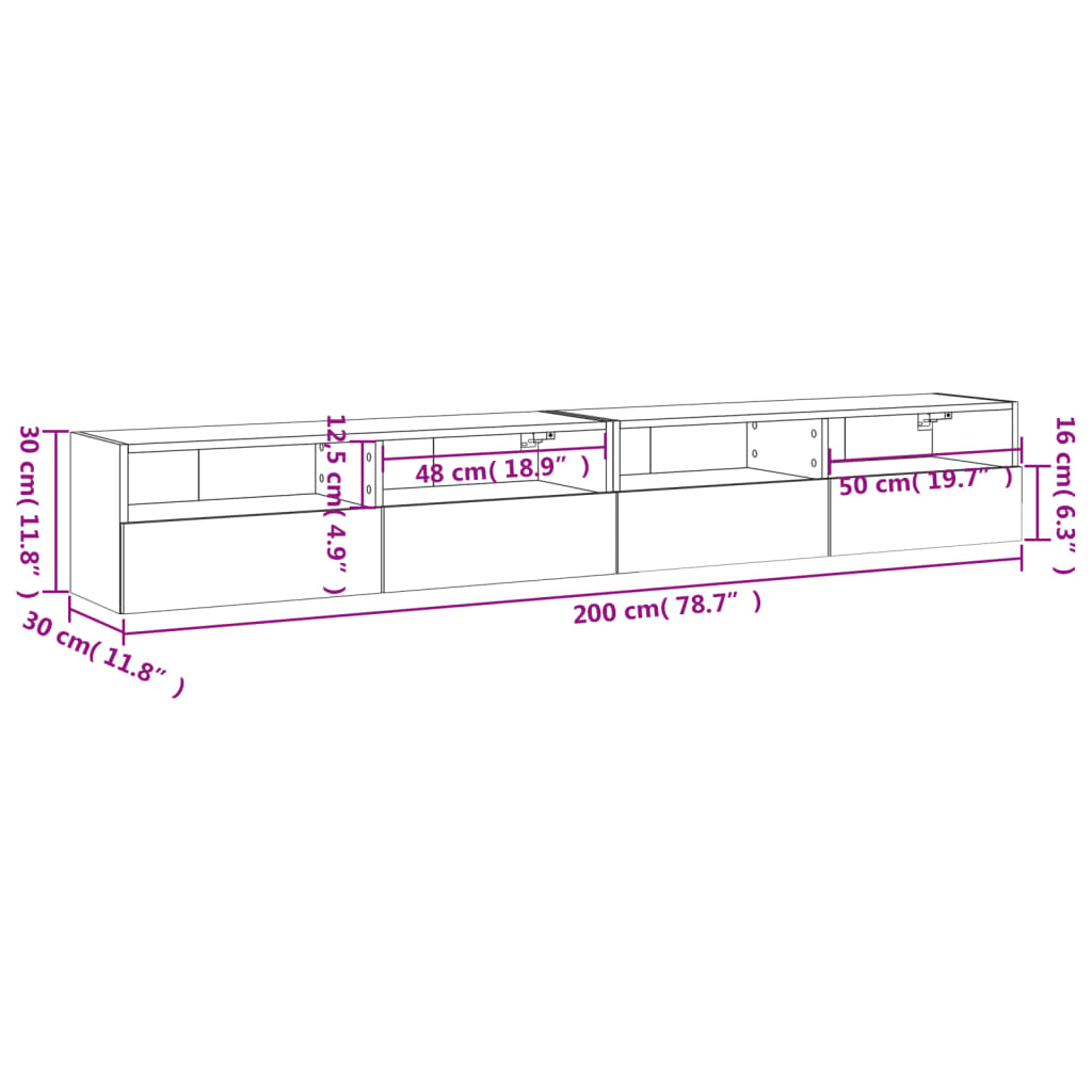 vidaXL teleri seinakapid 2 tk, pruun tamm, 100 x 30 x 30 cm, tehispuit