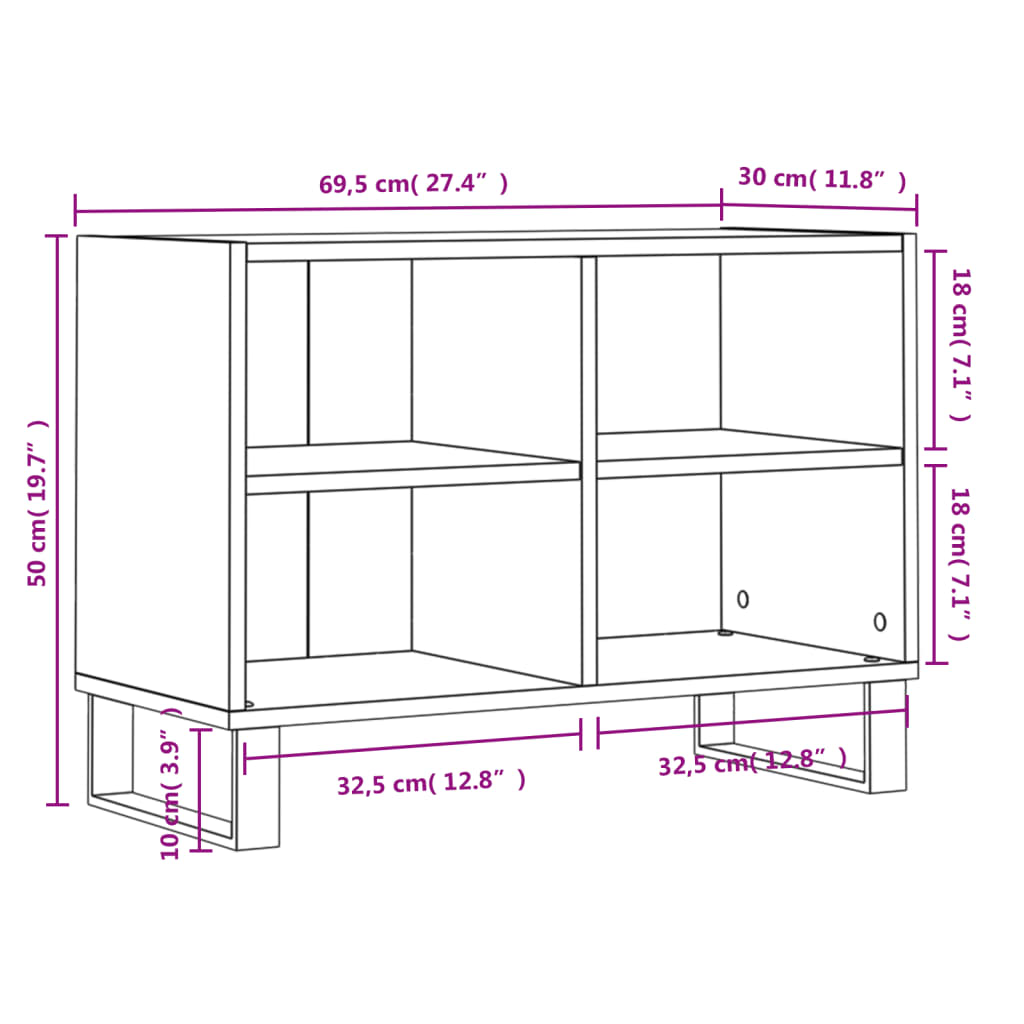 vidaXL telerikapp, valge, 69,5 x 30 x 50 cm, tehispuit