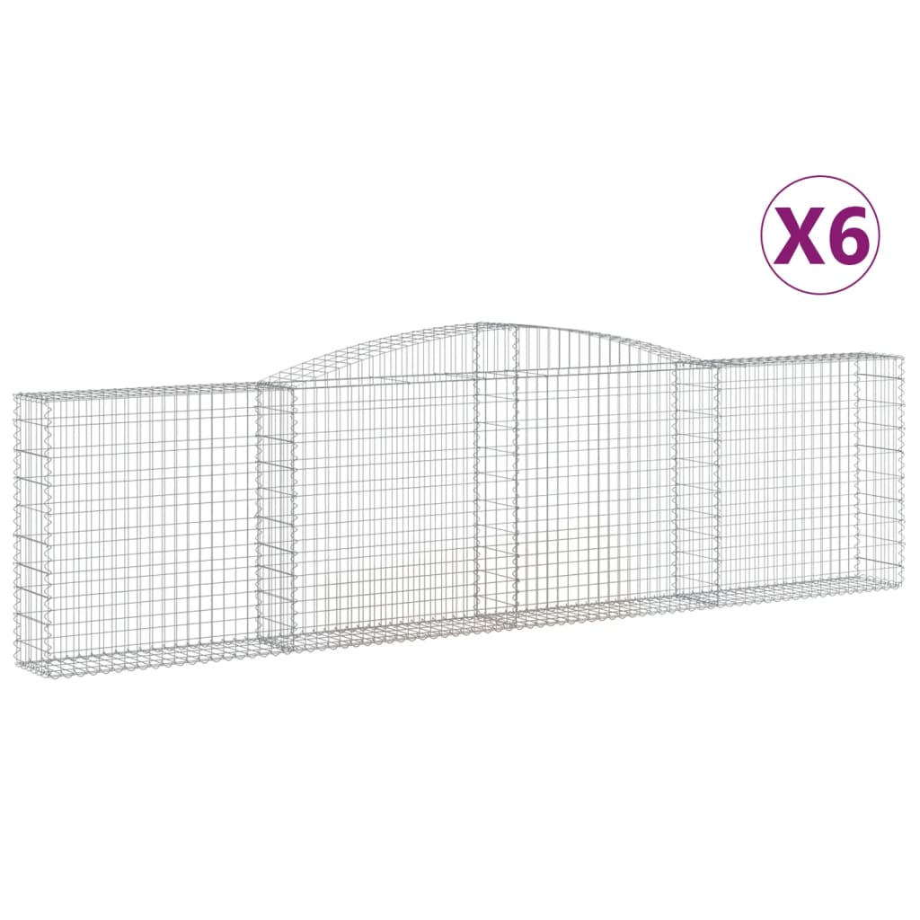 vidaXL kaarekujulised gabioonkorvid 6 tk, 400x30x100/120 cm, raud