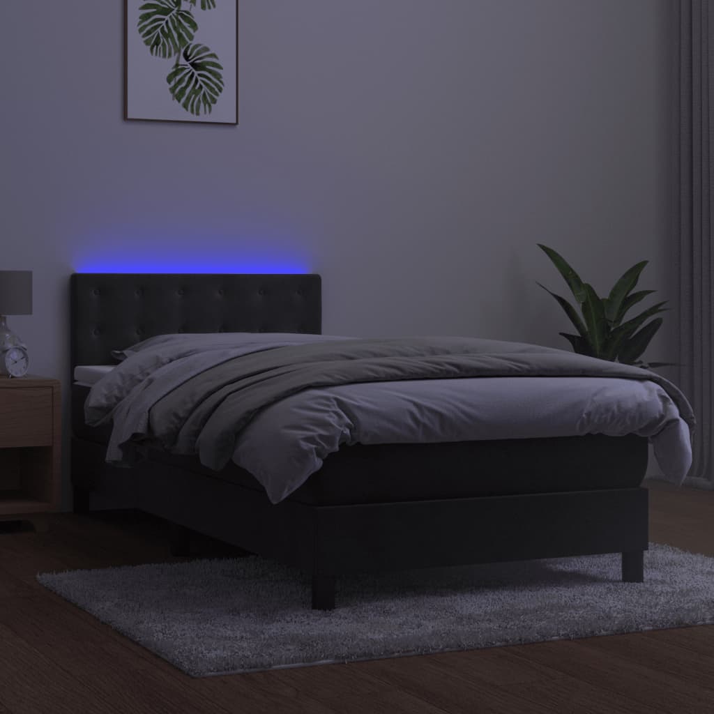 vidaXL kontinentaalvoodi madrats ja LED, tumehall, 90x190 cm, samet