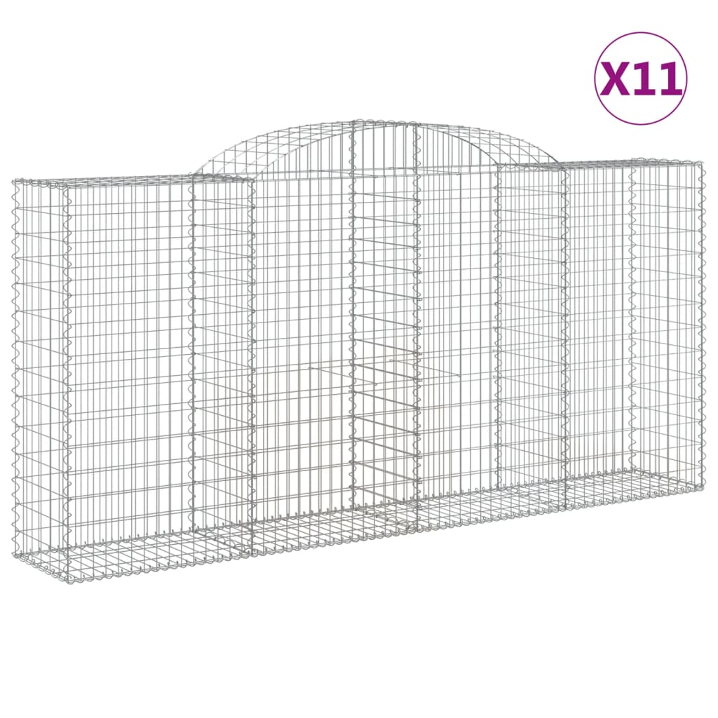 vidaXL kaarekujulised gabioonkorvid 11 tk, 300x50x140/160 cm, raud