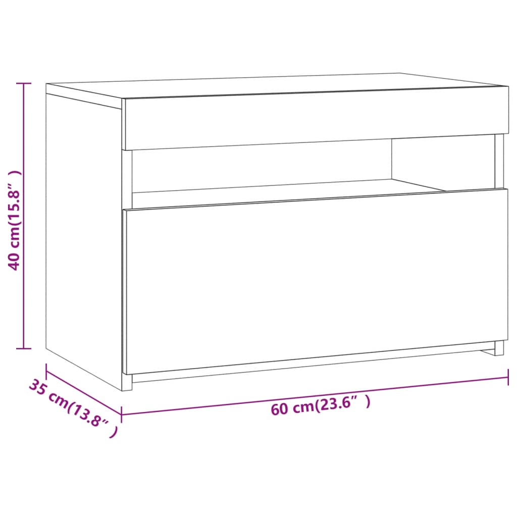 vidaXL öökapp LED-tuledega 2 tk, hall Sonoma tamm, 60x35x40 cm