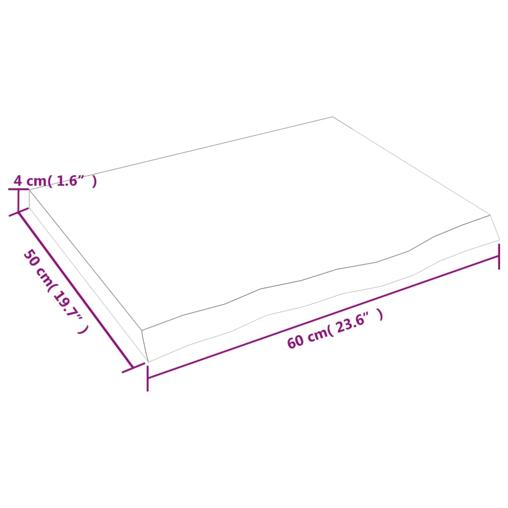 vidaXL vannitoa tasapind, 60 x 50 x (2-4) cm, töötlemata täispuit