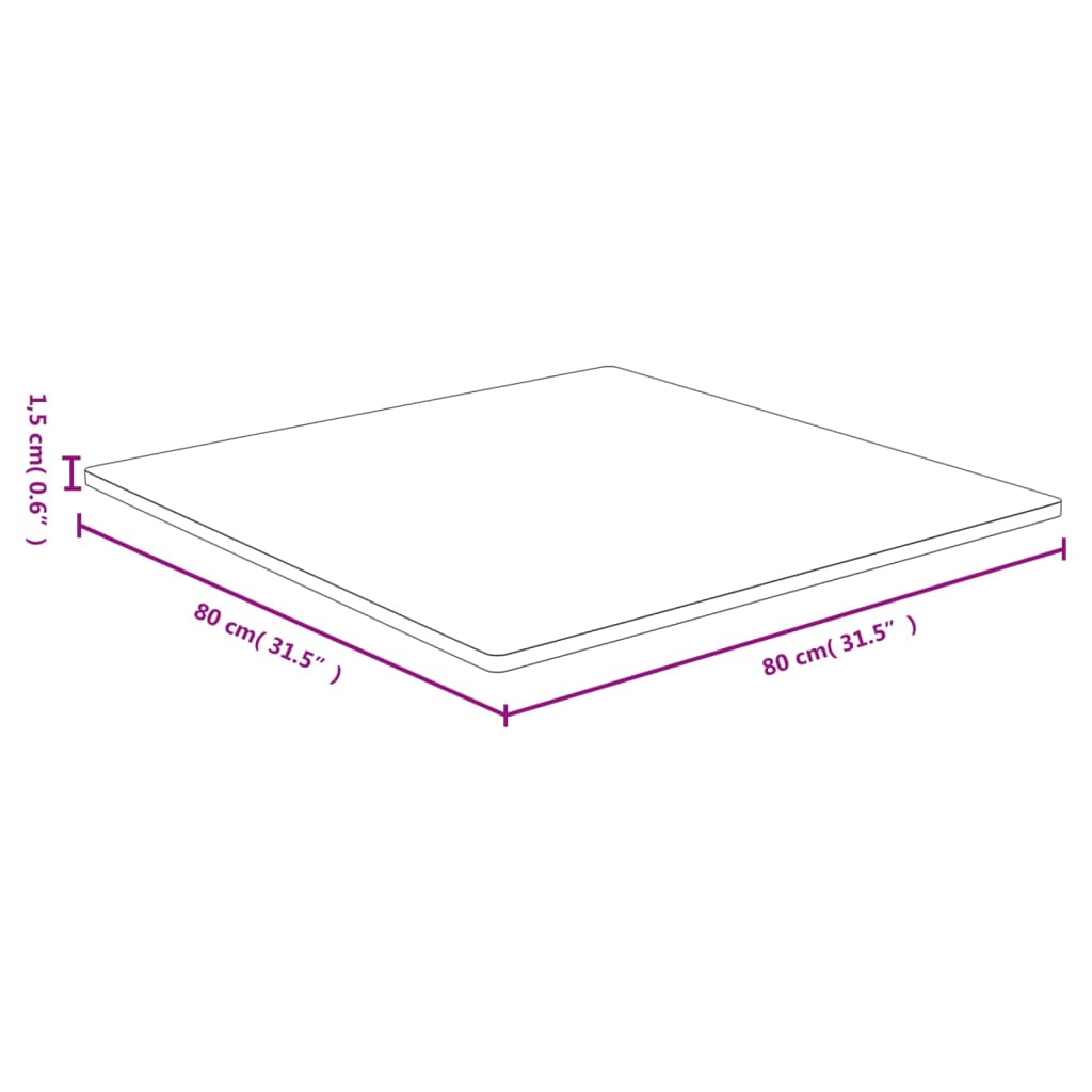 vidaXL lauaplaat, 80x80x1,5 cm, bambus