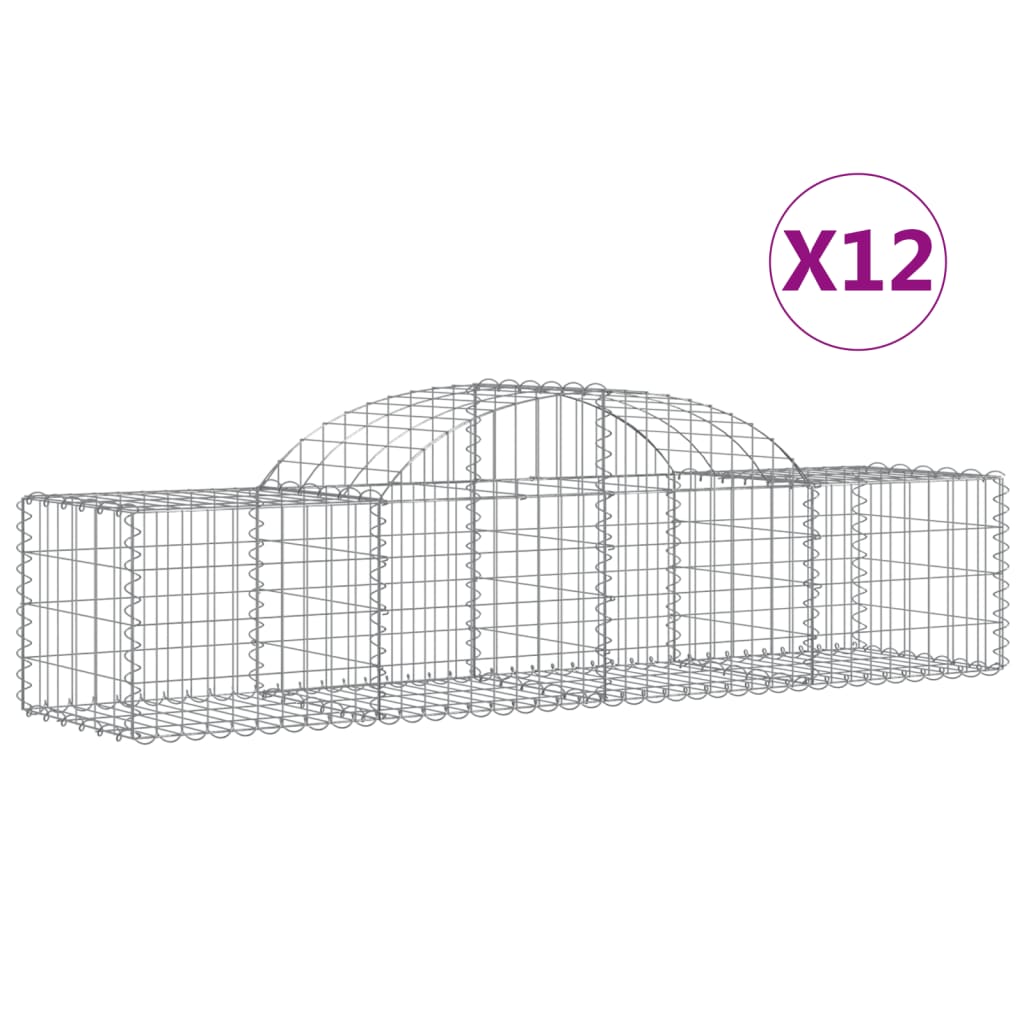 vidaXL kaarekujulised gabioonkorvid 12 tk, 200x50x40/60 cm, raud