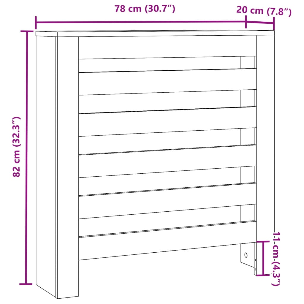 vidaXL radiaatori kate, hall Sonoma tamm, 78x20x82 cm, tehispuit