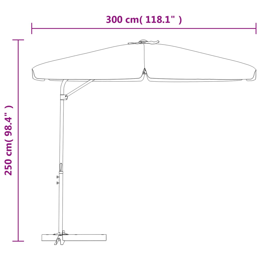 vidaXL õue päikesevari, teraspostiga, 300 cm, valge