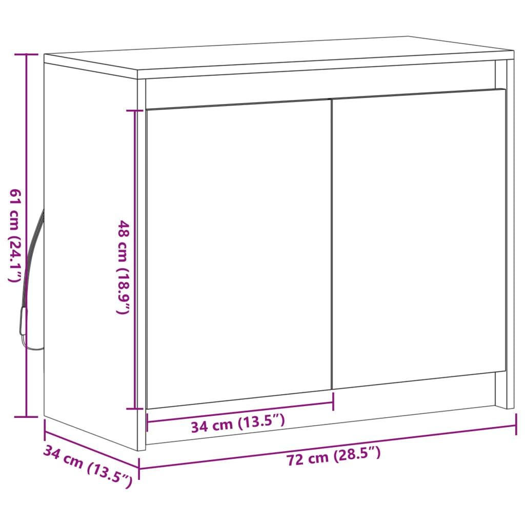 vidaXL puhvetkapp LED-tulega, Sonoma tamm, 72x34x61 cm, tehispuit