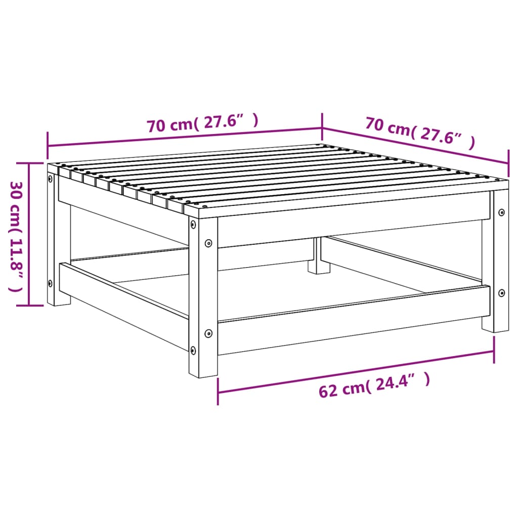 vidaXL aia jalapink, 70 x 70 x 30 cm, hall, immutatud männipuit