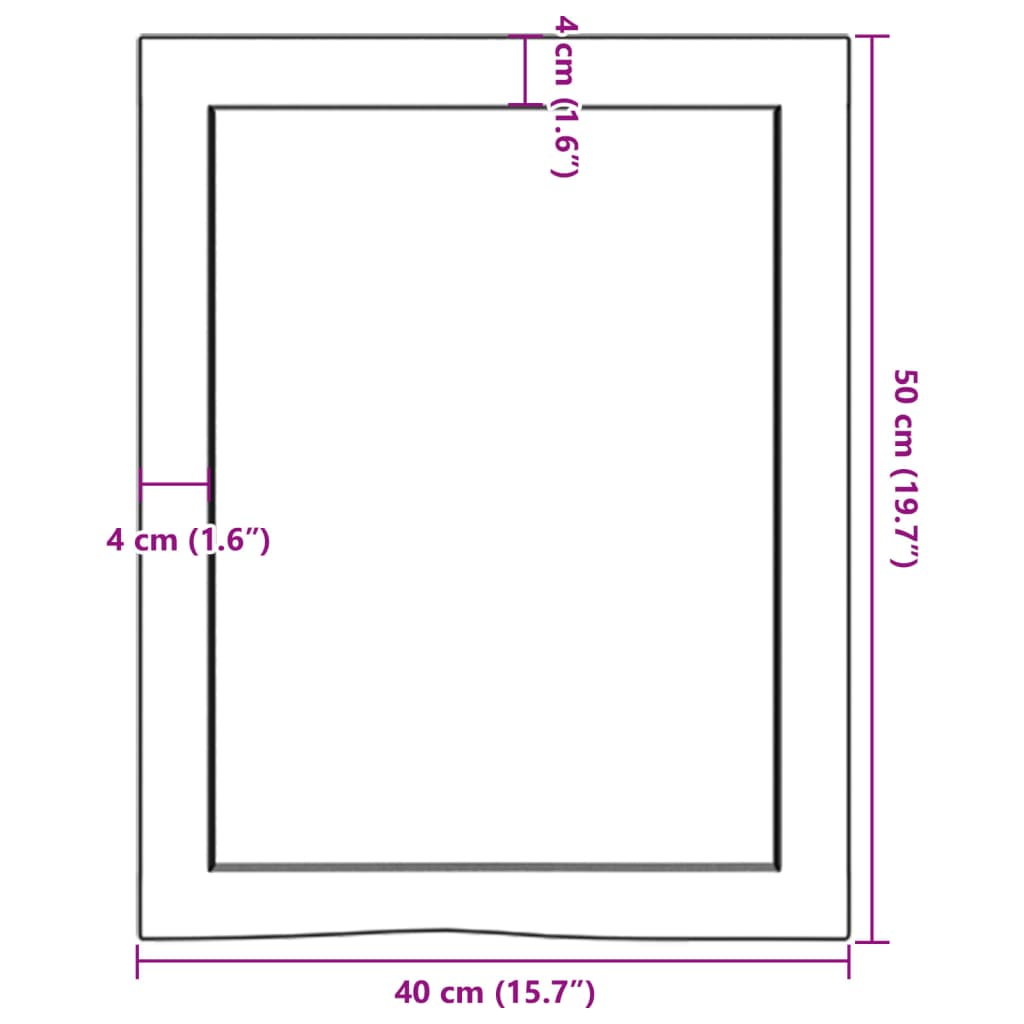 vidaXL vannitoa töötasapind, 40 x 50 x (2-4) cm, töötlemata täispuit