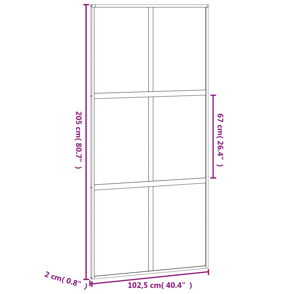 vidaXL liuguks, must, 102,5 x 205 cm, karastatud klaas ja alumiinium