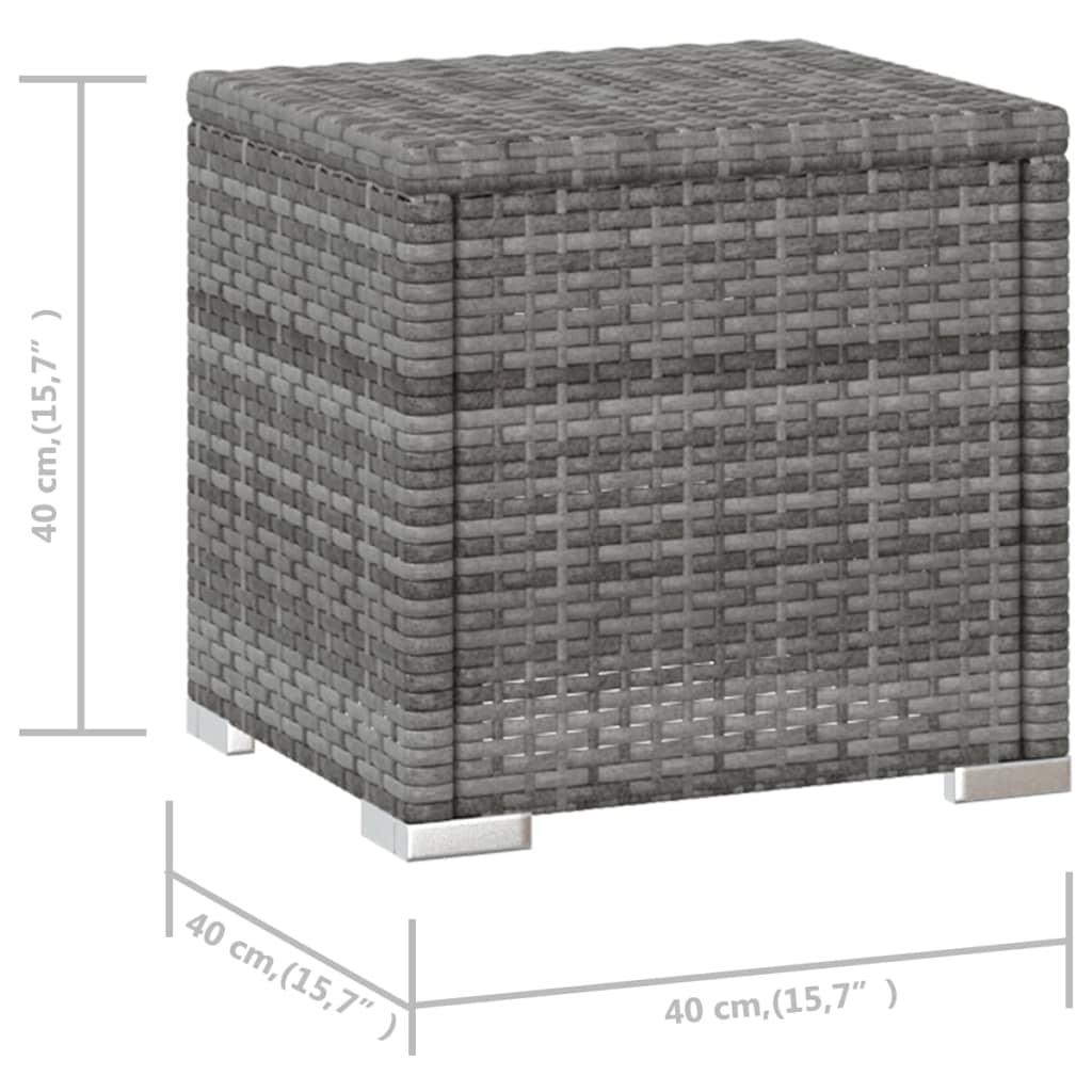 vidaXL päevitustool padja ja teelauaga, polürotang, hall