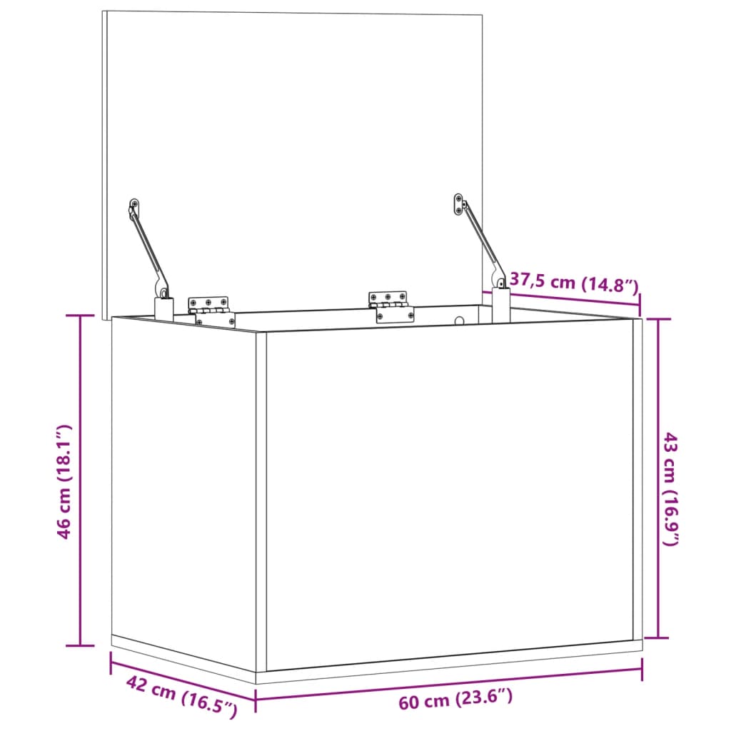 vidaXL hoiukast, must, 60x42x46 cm, tehispuit