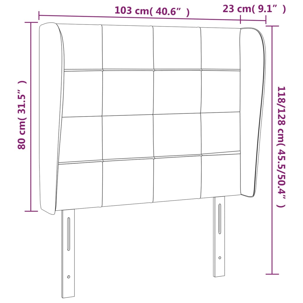 vidaXL voodipeats servadega, must, 103x23x118/128 cm, samet