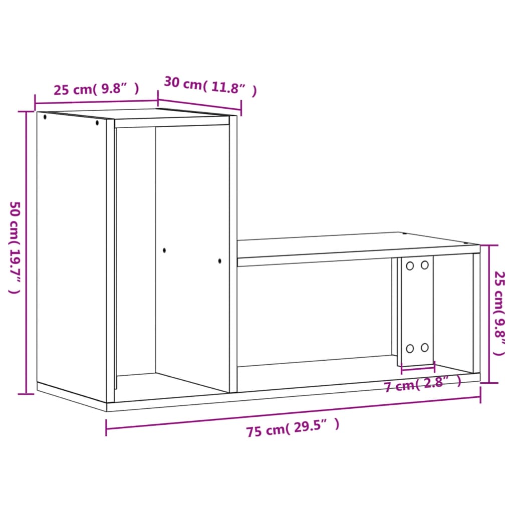 vidaXL telerikapid, 2 tk, valge, 75x30x50 cm, tehispuit