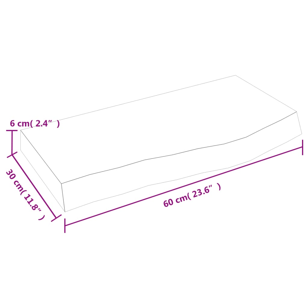 vidaXL vannitoa tasapind, 60 x 30 x (2-6) cm, töötlemata täispuit