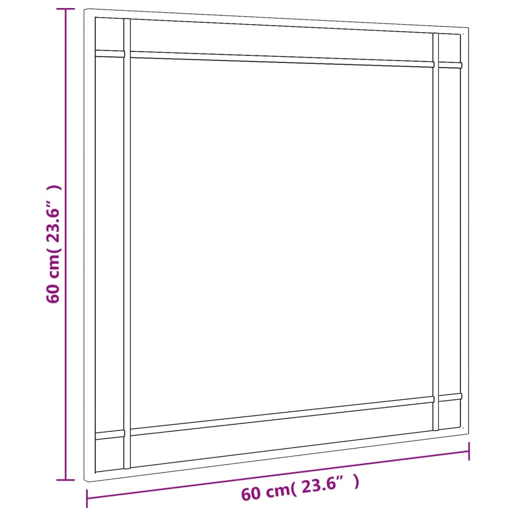 vidaXL seinapeegel, must, 60 x 60 cm, kandiline, raud