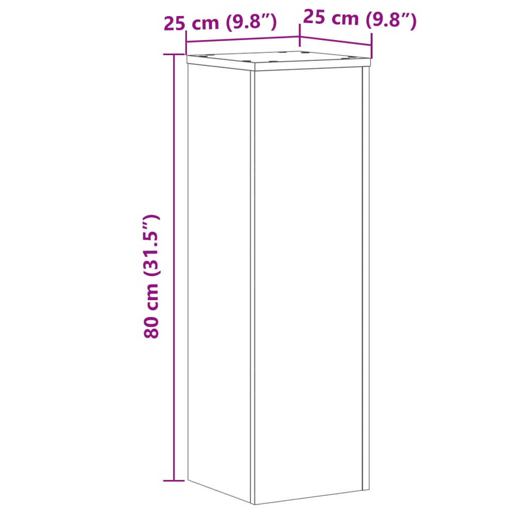 vidaXL taimealused 2 tk, pruun tamm, 25x25x80 cm, tehispuit