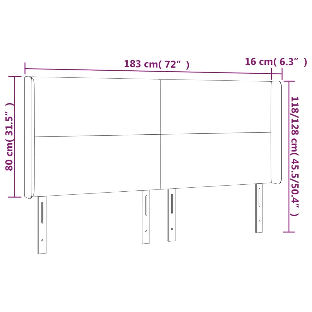 vidaXL LED-voodipeats, sinine, 183x16x118/128 cm, kangas