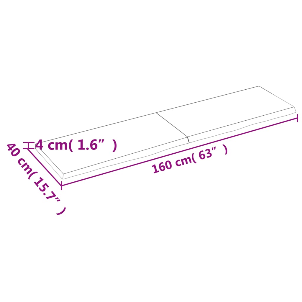 vidaXL seinariiul, tumepruun, 160x40x(2-4) cm, töödeldud tammepuit