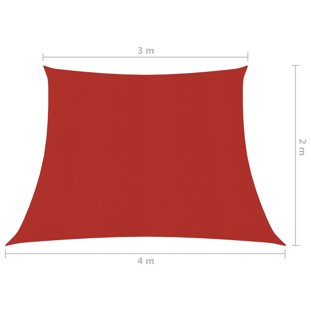 vidaXL päikesepuri 160 g/m², punane, 3/4 x 2 m, HDPE