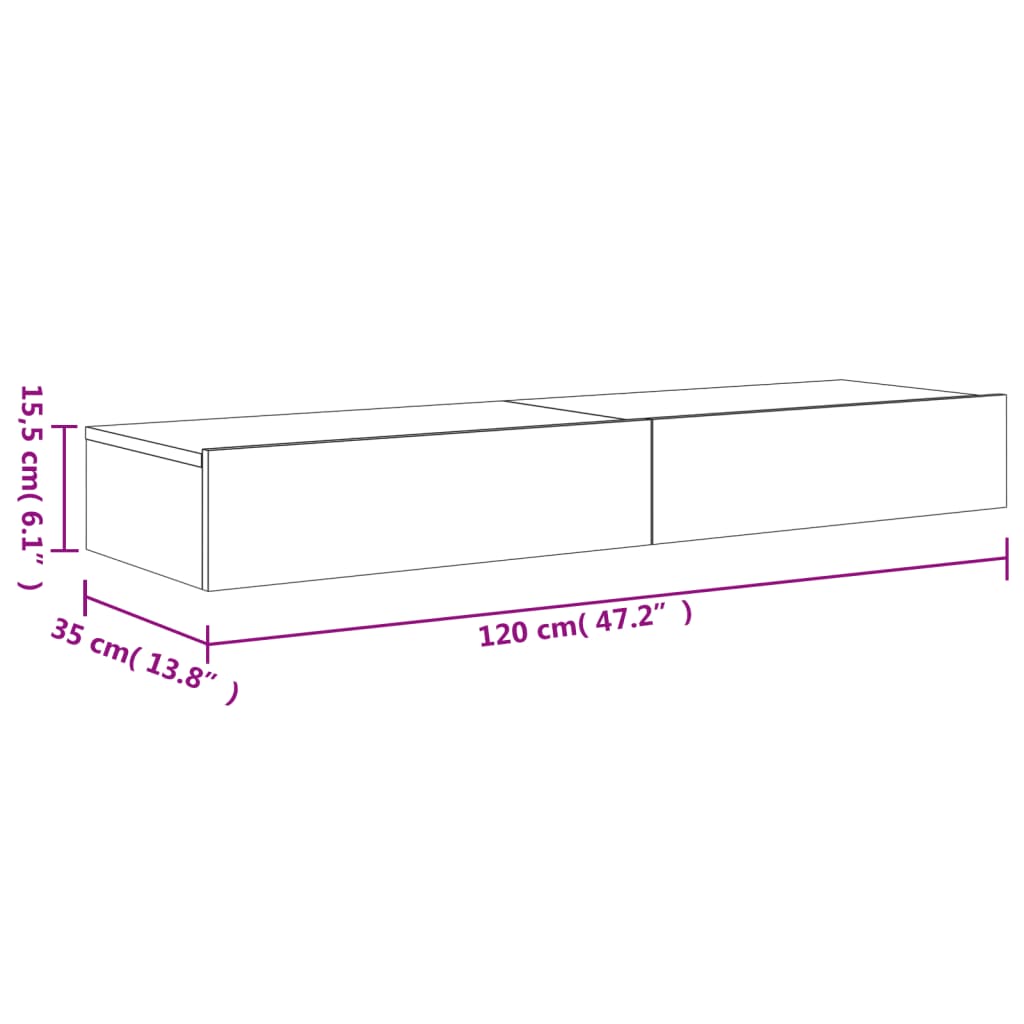 vidaXL telerialused LED-tuledega 2 tk, betoonhall, 60 x 35 x 15,5 cm