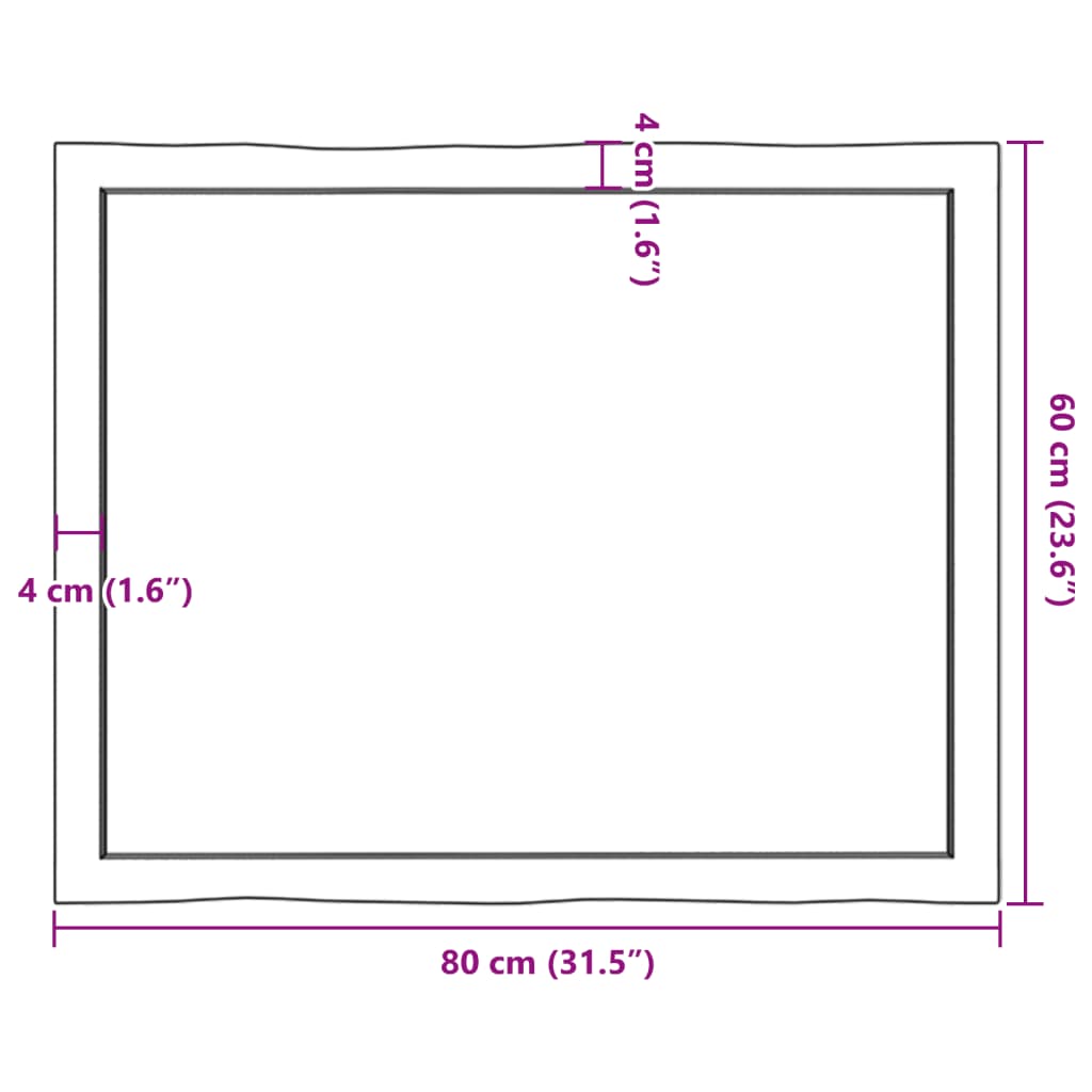 vidaXL lauaplaat, helepruun, 80 x 60 x (2–6) cm, töödeldud täispuit