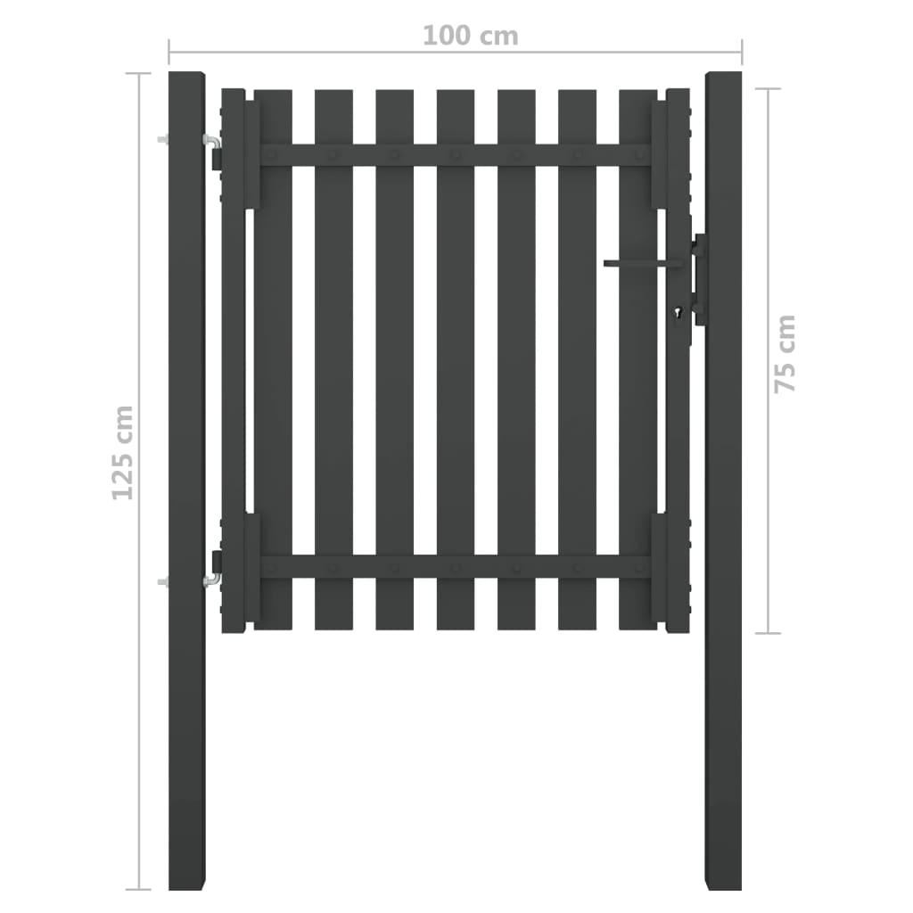 vidaXL aiavärav, teras, 1 x 1,25 m, antratsiithall