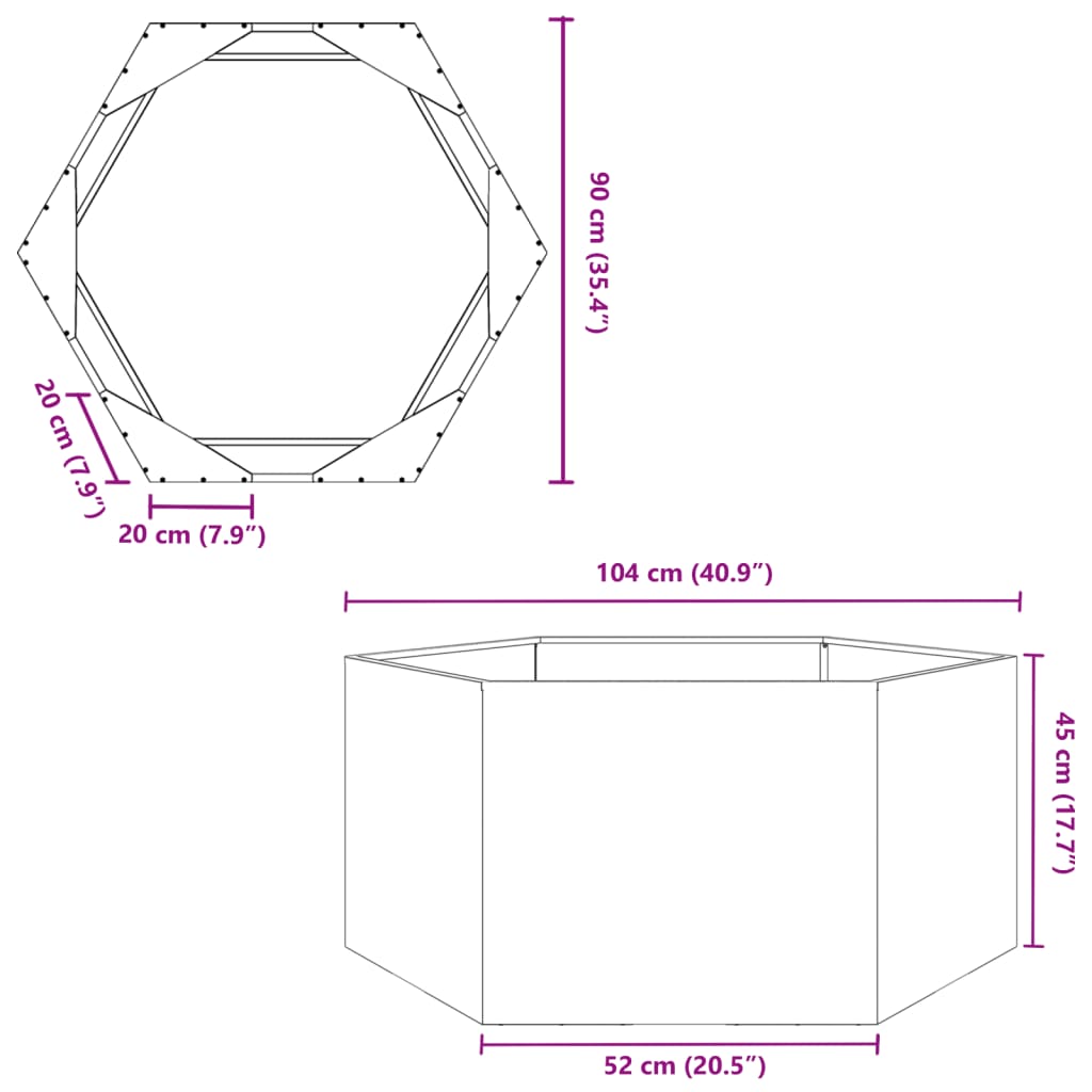 vidaXL kuusnurkne aia taimekast, must, 104x90x45 cm, teras