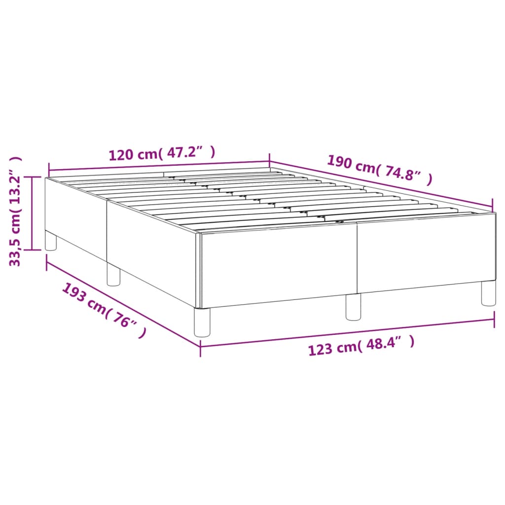 vidaXL voodiraam, tumesinine, 120x190 cm, samet