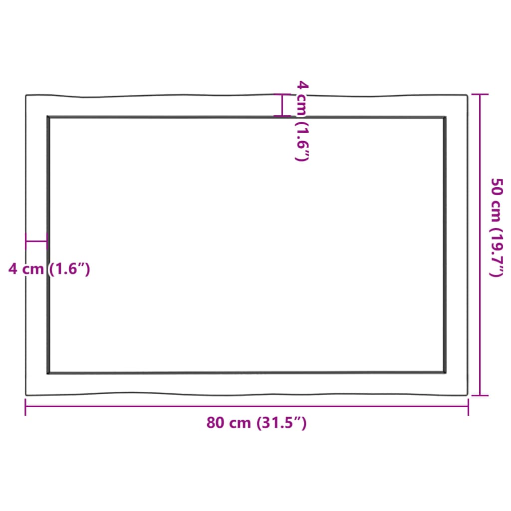 vidaXL lauaplaat, helepruun, 80 x 50 x (2-4) cm, töödeldud täispuit