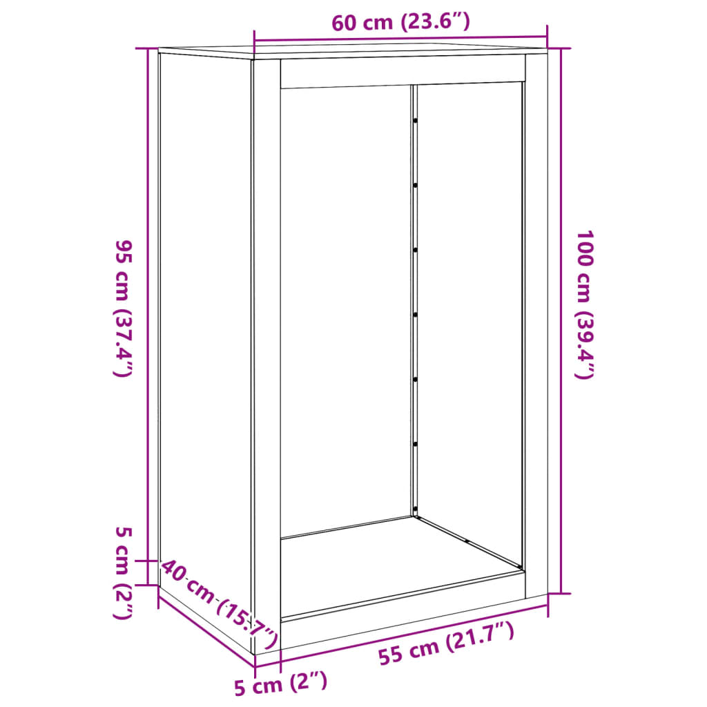 vidaXL küttepuude rest, 60x40x100 cm, Corten teras