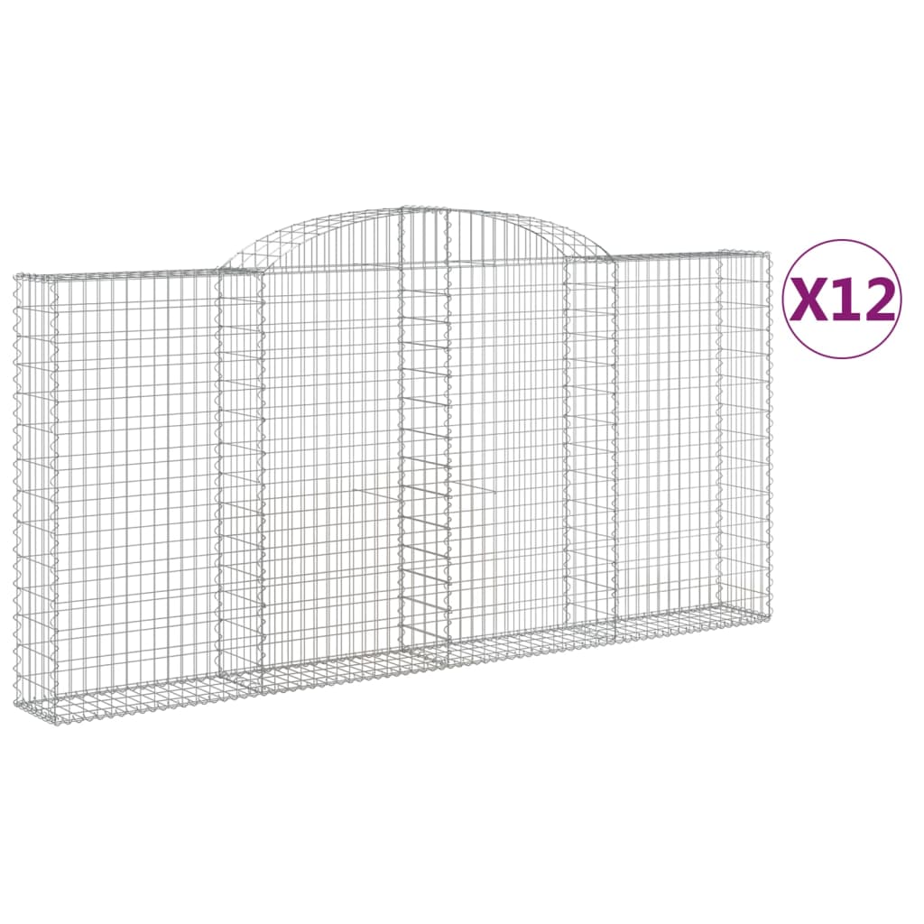 vidaXL kaarekujulised gabioonkorvid 12 tk, 300x30x140/160 cm, raud