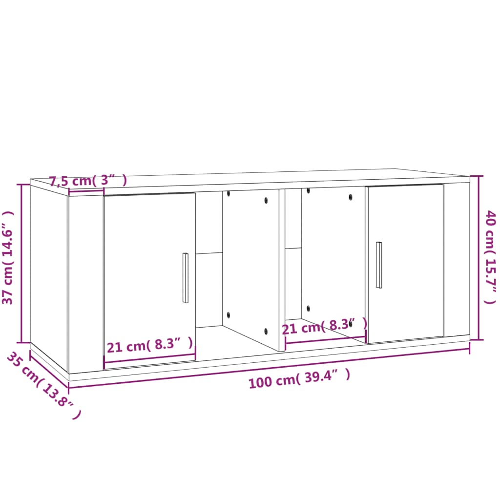 vidaXL telerikapp, Sonoma tamm, 100 x 35 x 40 cm, tehispuit