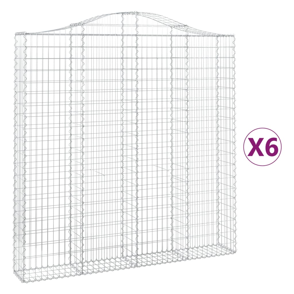 vidaXL kaarekujulised gabioonkorvid 6 tk, 200x30x200/220 cm, raud