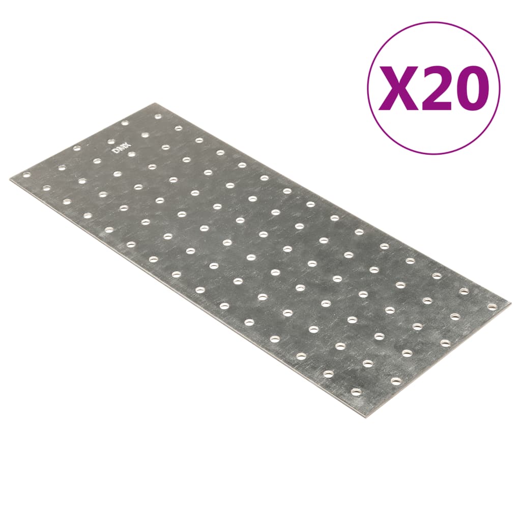 vidaXL naelutusplaadid 20 tk, 2 mm, 300x120 mm, tsingitud teras